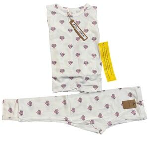 SKIMS SLEEP KIDS PAJAMA SET MARBLE HEART BANNER Toddler Size  4